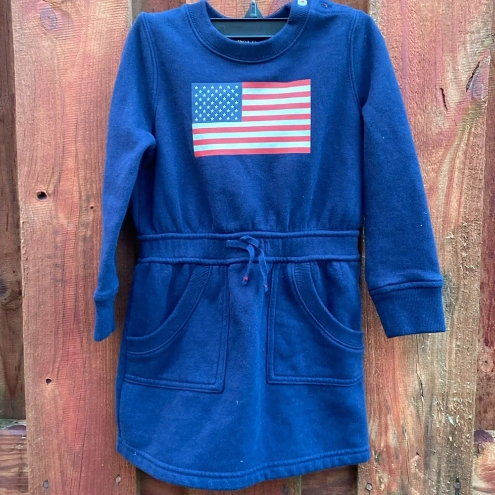Polo Ralph Lauren Toddler Girls Navy American Flag Fleece Dress Size 3 3T